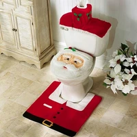 wc toilet seat cover christmas bath mat santa toilet mat christmas bathroom decorations mat carpet for household three piece set