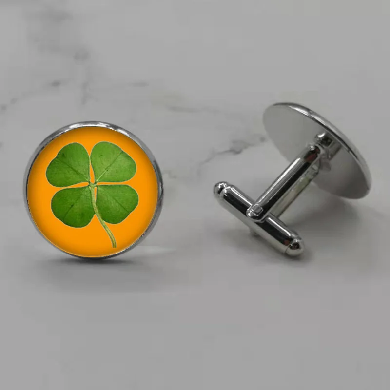 Ирландский Luck жених Свадебные манжеты Клевер ретро запонки рубашка бренд