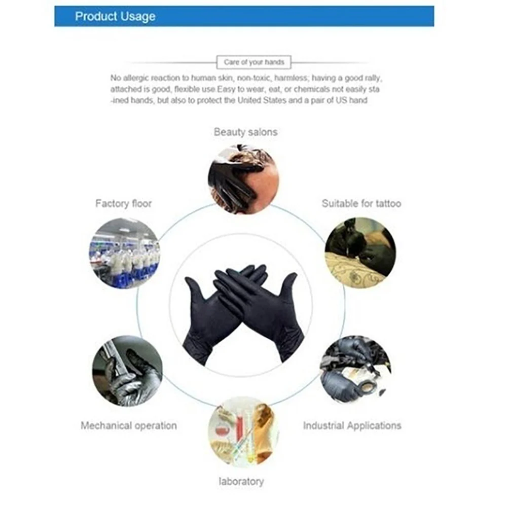 

1pcs Black Latex Work Gloves For Home Rubber Food Gloves Kitchen Protective Work Hand Clean Tool