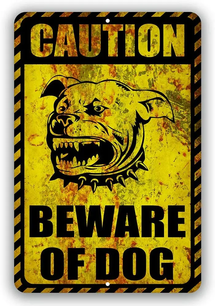 

Caution Beware of Dog Warning Yard Tresspassing Tin Sign Indoor and Outdoor use 8"x12" or 12"x18"