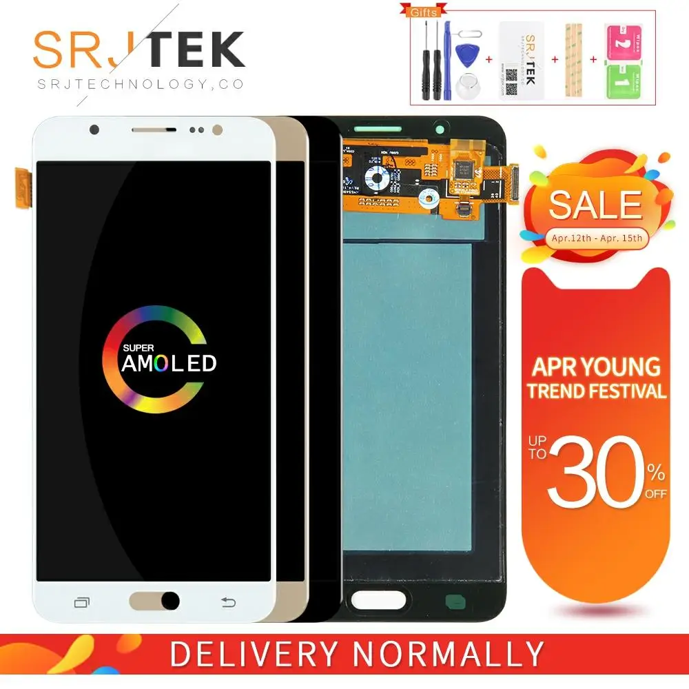 

AMOLED/TFT для Samsung Galaxy J7 2016 J710FN ЖК-дисплей J710 J710F сенсорный экран дигитайзер стекло в сборе J710F J710M J710 ЖК