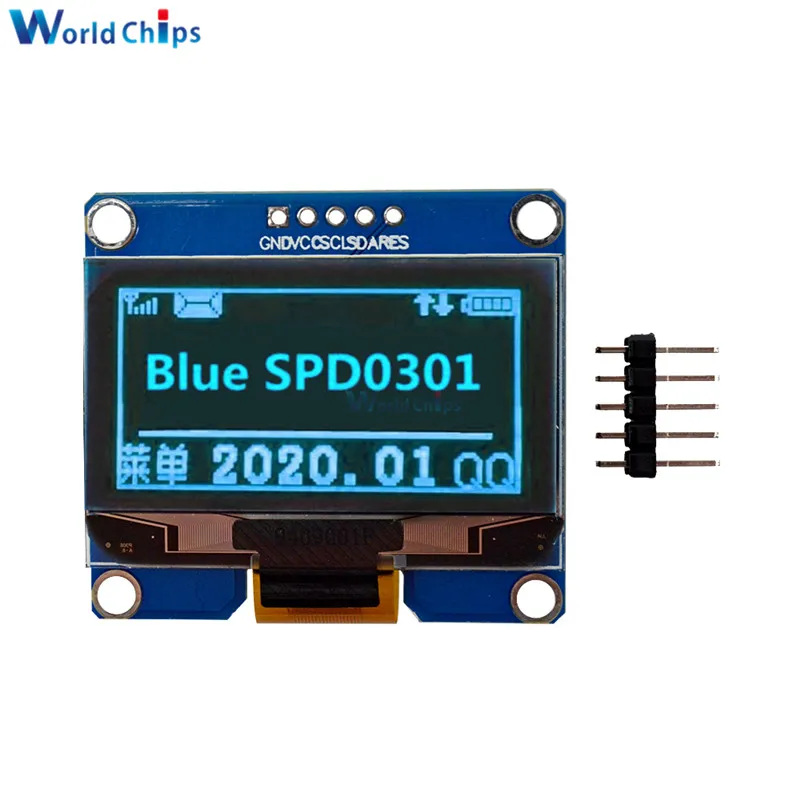 SPD0301 5PIN Blue 1,54 дюймов PM 5PIN/7PIN Белый Синий Желтый oled-модуль IIC I2C интерфейс 128x64 экран дисплея SSD1309 SPD0301 Драйвер IC 3,3-5 В - Цвет: SPD0301 5PIN Blue