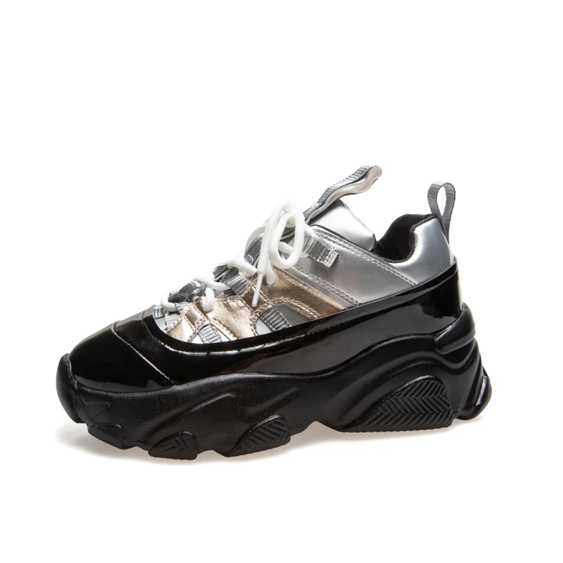 Patent Leather Platform Sneakers Women 