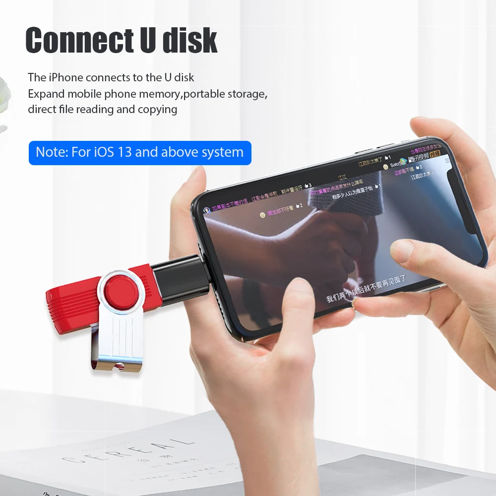 ! USB OTG адаптер ACCEZZ с подсветкой для iPhone 11 Pro XS Max XR X 8 7 6s Plus iPad U диск мышь