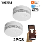 2 шт., WiFi, дымовая сигнализация, Tuya Smartlife, приложение, контроль, пожарный детектор дыма, датчик безопасности, не нужен концентратор, бесплатная доставка, сообщение 95 дБ, звук