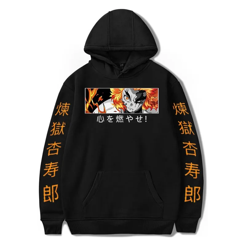 

2021 Anime Kimetsu No Yaiba Hoodie Harajuku Rengoku Kyoujurou Hoodies Anime Manga Kimetsu No Yaiba Eye Mugen Train Sweatshirts