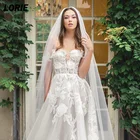 LORIE сексуальные кружевные свадебные платья с открытыми плечами без рукавов со шнуровкой сзади с глубоким V-образным вырезом и аппликациями свадебные платья Boho 2022