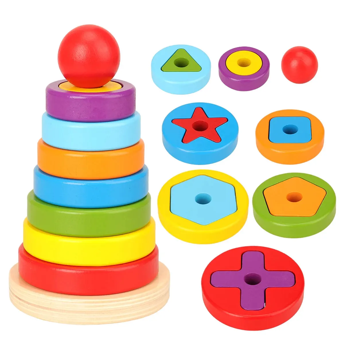 

Rainbow pyramid Nesting Stacking Baby Shape Games Toys Baby Birth Montessori Educational Beach Kids Pool Bathtub Toy Gift
