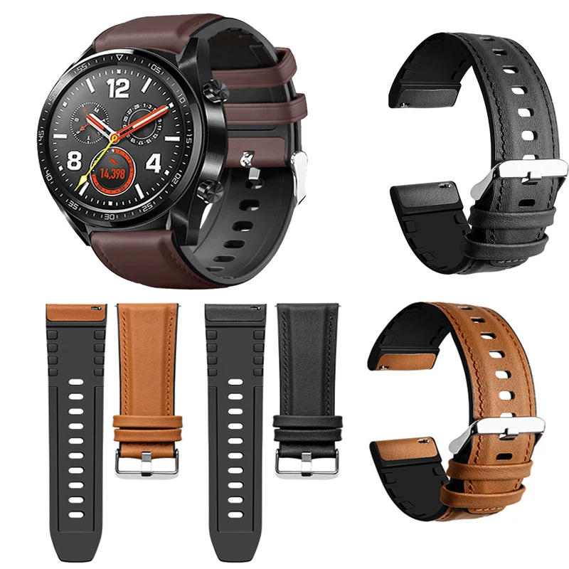 

Ремешок для часов Huawei Watch GT2e /GT2 46 мм, спортивный силиконовый кожаный браслет для смарт-часов Honor Magic Watch 46 мм, 22 мм