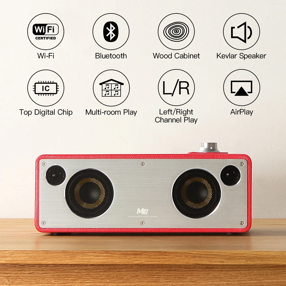 GGMM M3 WiFi/Bluetooth 4 0 Беспроводная колонка цифровая 3D Hi Fi с объемным звуком портативная