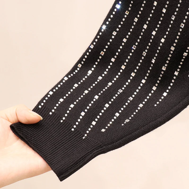 Комплект женский горячий сверлильный полосатый трикотажный свитер повседневные