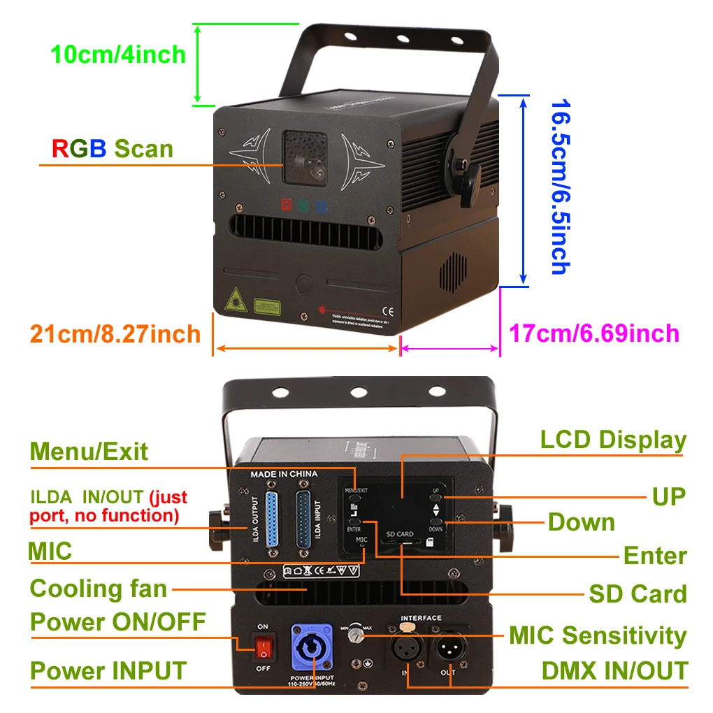 Светодиодный RGB DMX sd карта 500 МВт 12 каналов лазерный светильник для анимационного