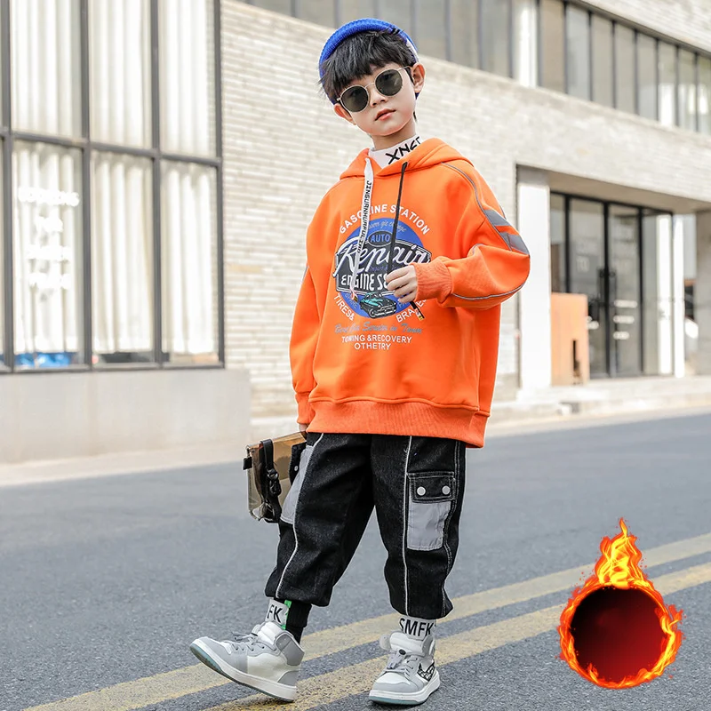 

Plus Velvet Spring Autumn Tops Boys Sweatshirts Jacket Coat KidsOvercoat Outwear Teenager Children Clothes School High Quality