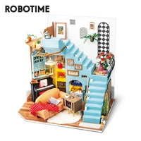 robotime educational wooden diy dollhouse kit with led light for girls