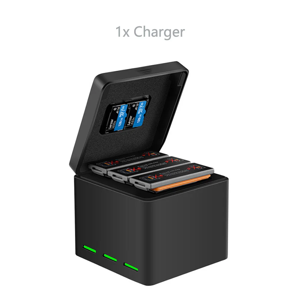 1 Charger TELESIN 3 шт аккумулятор+ 3 слота зарядное устройство для хранения батареи TF карта коробка для хранения для DJI Osmo аксессуары для экшн-камеры - Цвет: 1 Charger