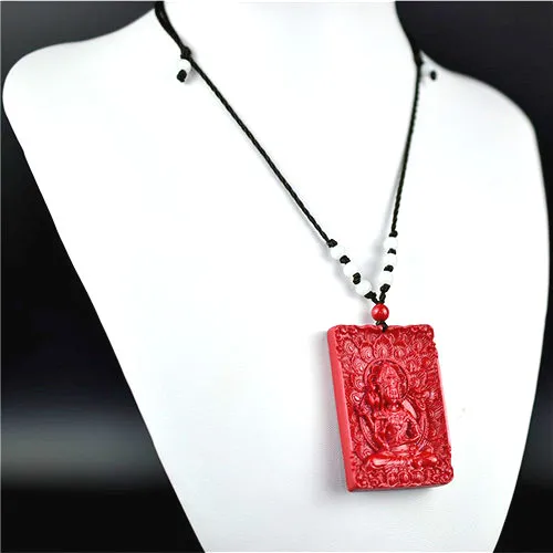 Китайский натуральный красный Органическая Киноварь камень Гуаньинь кулон