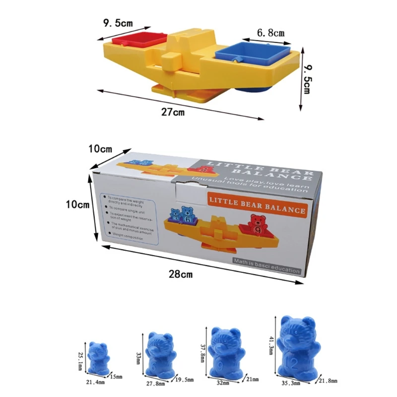 

Mini Scale Weight Cognitive Toy Scratching Learning Toy Balance Brain Developmental Bear Weights Realistic Balance Tray for Baby