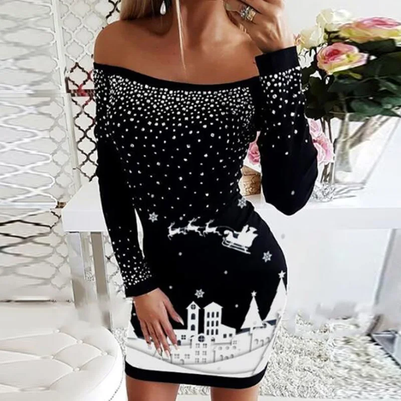 

Женское облегающее платье с длинным рукавом, Элегантное повседневное облегающее платье с принтом и вырезом-лодочкой, осень