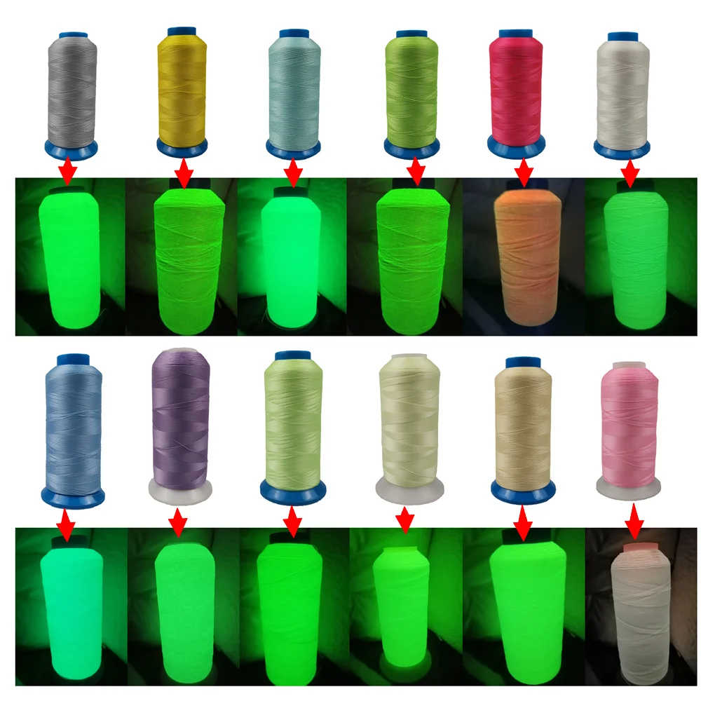 

Glow In The Dark Thread 12 Colors Huge Spool 150D 3000 Yards For Sewing Embroidery Serger Machines Also For Hand Sewing