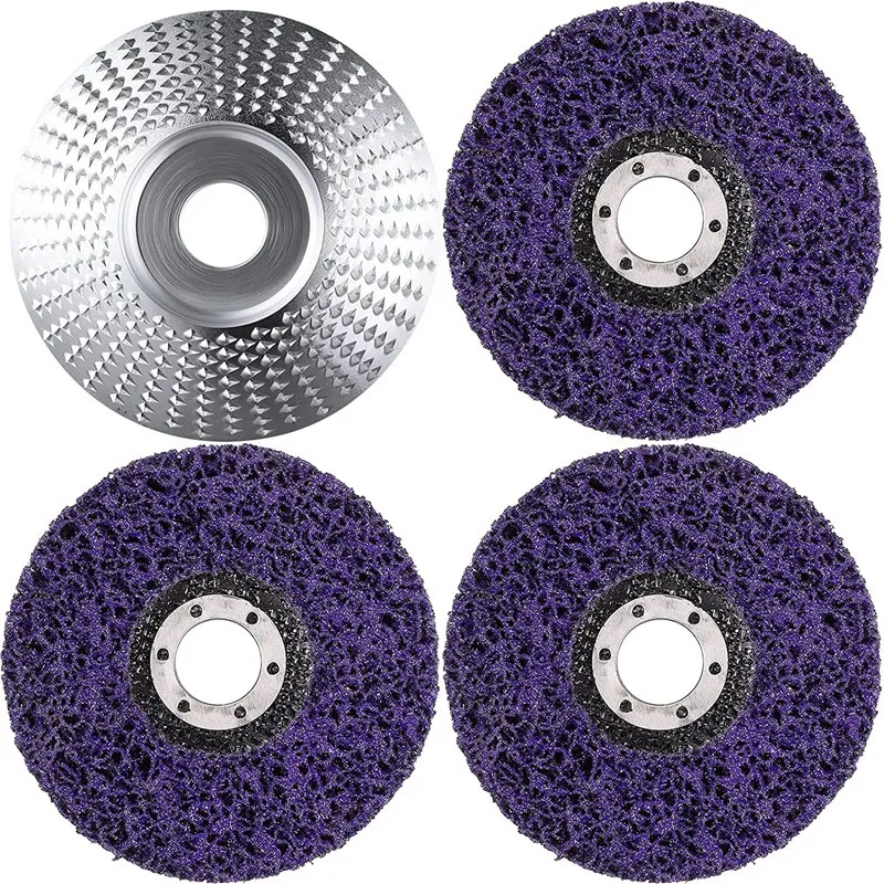 

4-Piece Set of Angle Grinder Disc Wood Carving Disc and Polishing Wheel, Used for Angle Grinder Polishing to Remove Rust