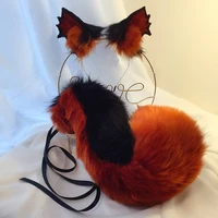 new black orange ears anime simulation beast ear beast tail wolf ear cat ear fox ear hair hoop custom cospla