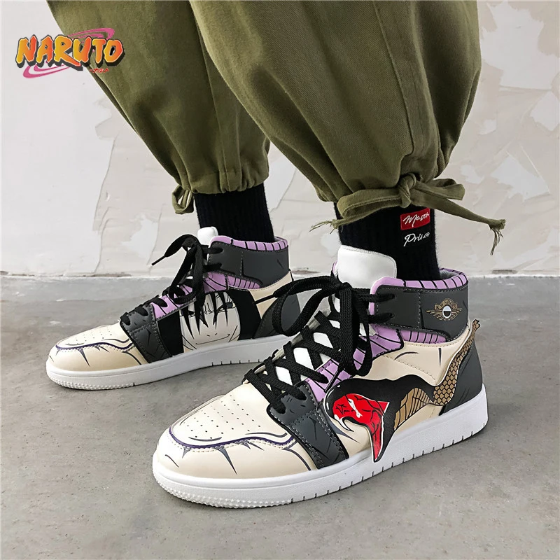 Кроссовки мужские/женские с высоким берцем аниме кеды Naruto Orochimaru модная