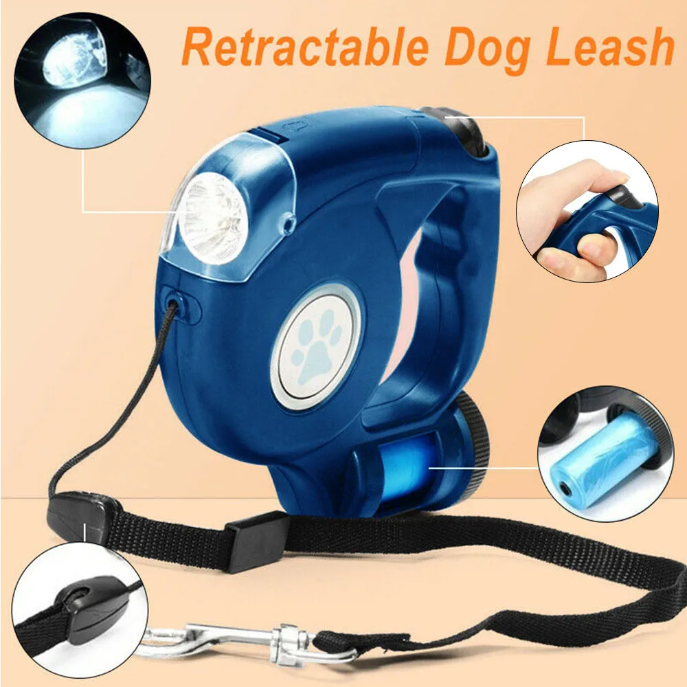4 5 м светодиодный Выдвижной Поводок для собак поводок ошейник маленьких с мешком