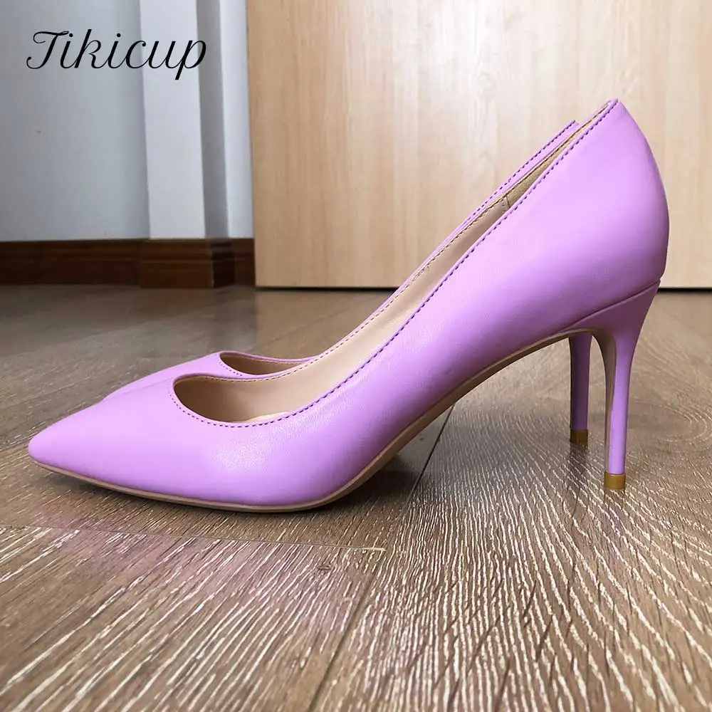 

Женские туфли-лодочки на шпильке Tikicup, однотонные, светло-фиолетовые, матовые, на высоком каблуке-шпильке, официальные туфли, элегантные жен...