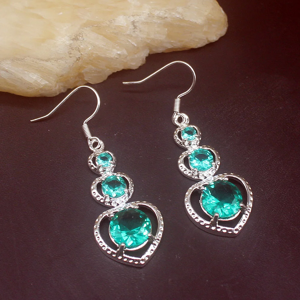 

Fantasy Charms Green Topaz Shiny Genuine 925 Silver Dangle Drop Hook Earrings Jewelry Gifts for Women Girls 20213699