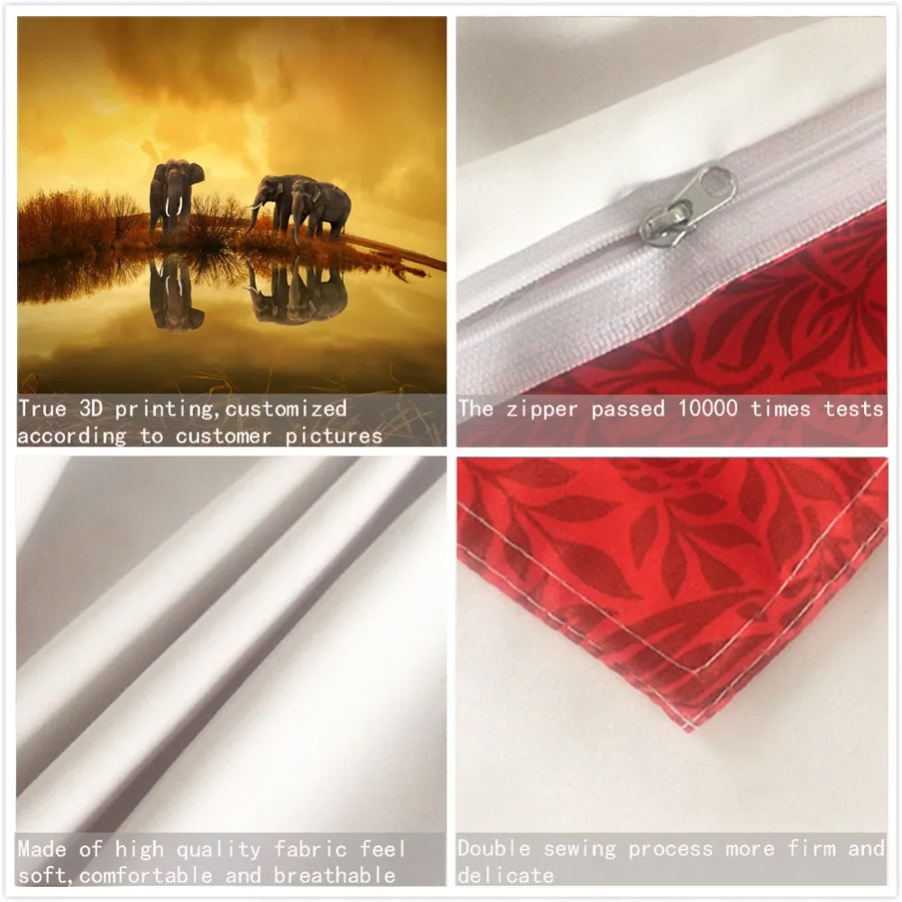 Африка слон семья пододеяльник набор 2/3 шт микрофибра постельные принадлежности