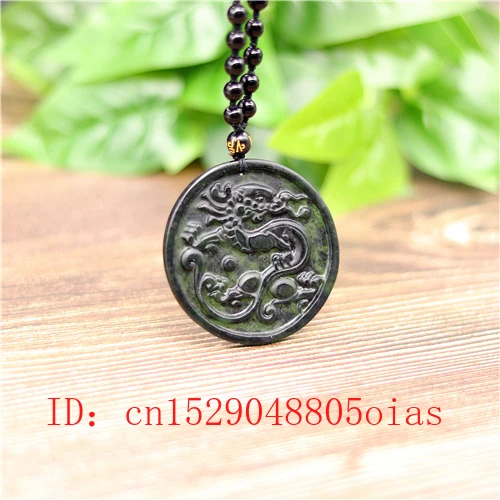 Натуральный черный зеленый китайский Нефритовый Дракон Подвеска бусины