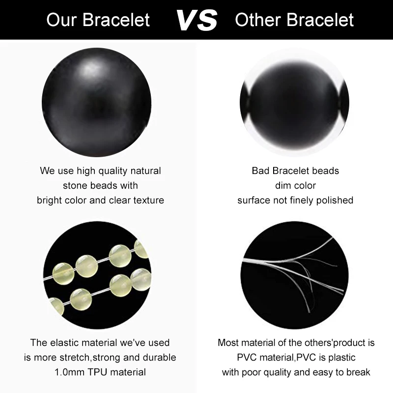 Черный матовый браслет из оникса 8 мм эластичный веревки с деревом жизни