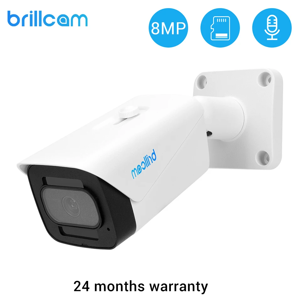 Brillcam 4K 8MP POE IP Камера AI Микрофон Micro SD Запись открытый Водонепроницаемый дома