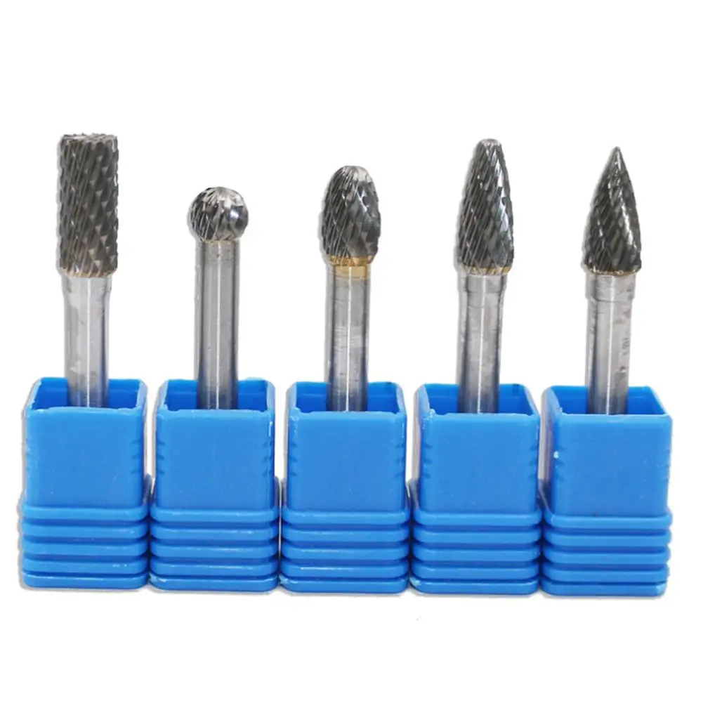 

5PCS Carbide Rotary Burr Set Cut Rotary Burr With 6MM Shank And 8MM Head Die Grinder Bits For Carving Engraving Drilling