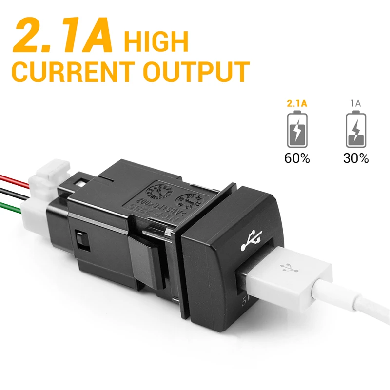 MICTUNING 2.1A USB быстрое автомобильное зарядное устройство со светодиодным индикатором, светильник для быстрой зарядки, универсальный для телефонов, планшетов, моделей Toyota