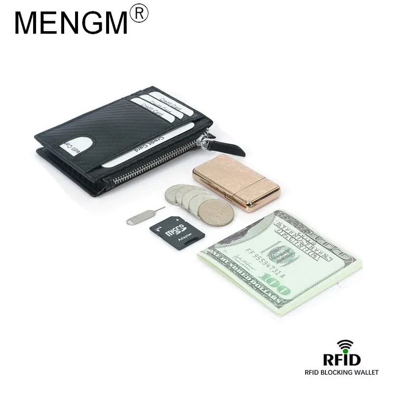 

MENGM Men Short Wallets Mini Coin Case Credit Cards Holder Money Bag Purse Anti-Theft RFID Blocking Birthday Gift Black