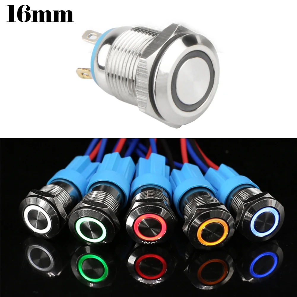 16 мм металлический кнопочный переключатель мгновенного светодиодный светильник