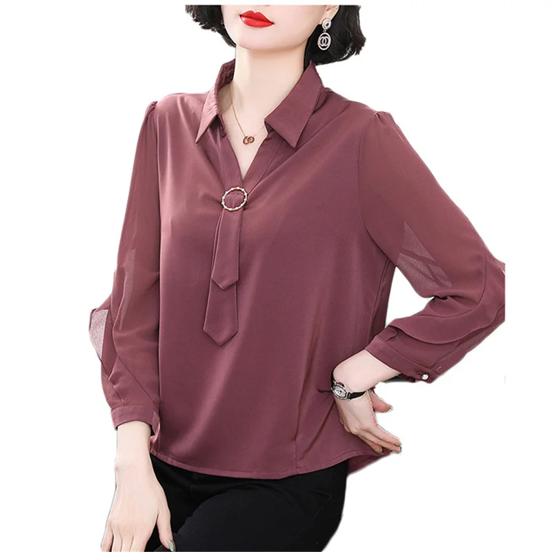 

Новинка, летнее платье для матери красная рубашка для женщин 2021 размера плюс свободная футболка с длинным рукавом и v-образным вырезом Темпе...