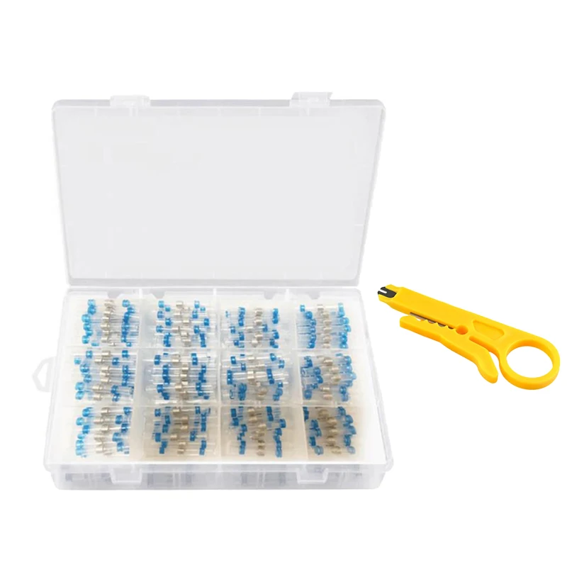 200 шт. AWG 16 14 синий провода для пайки разъемы терм усадочная стыковые соединители