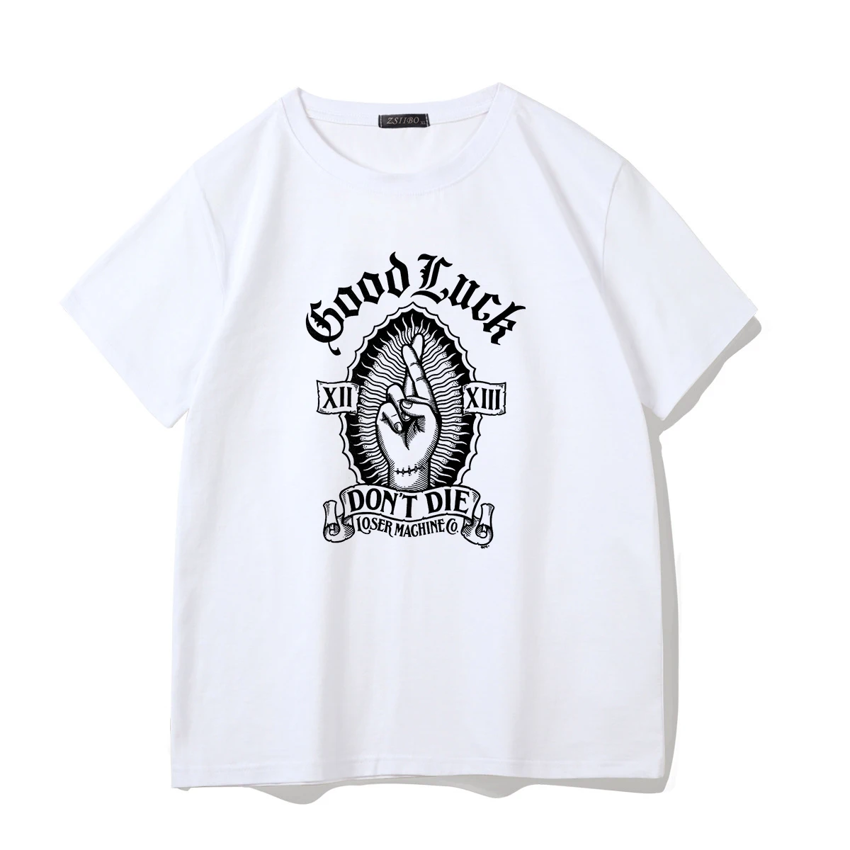 Готический Черный Принт винтажный мультфильм большой размер Топы Хип-хоп