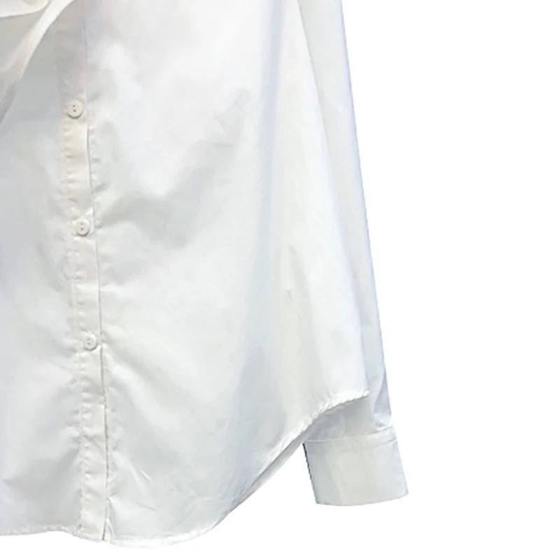 

CHICEVER Casual T Shirt For Women Stand Collar Short Sleeve Patchwork Ruffles Deisgner Oversized T Shirts Female 2021 Spring New