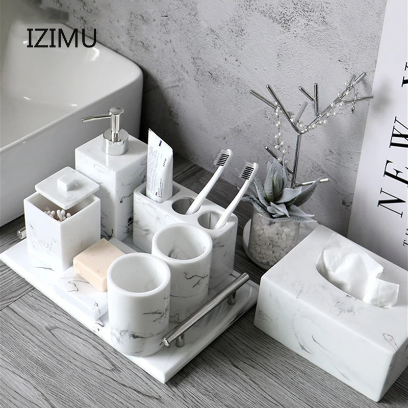 

IZIMU Marble Resin Tooth Mug Household Hotel Washing Cup Couples Tooth Cup Non-Slip Without Cover Gargle Mug Bathroom Supplies