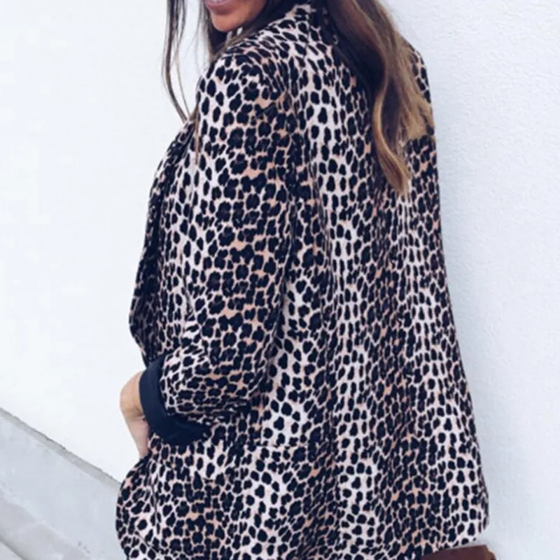 Весенний осенний костюм женский сексуальный леопардовый змеиный принт длинный рукав жакет для работы офисная Дамская тонкая верхняя одежда модные женские куртки