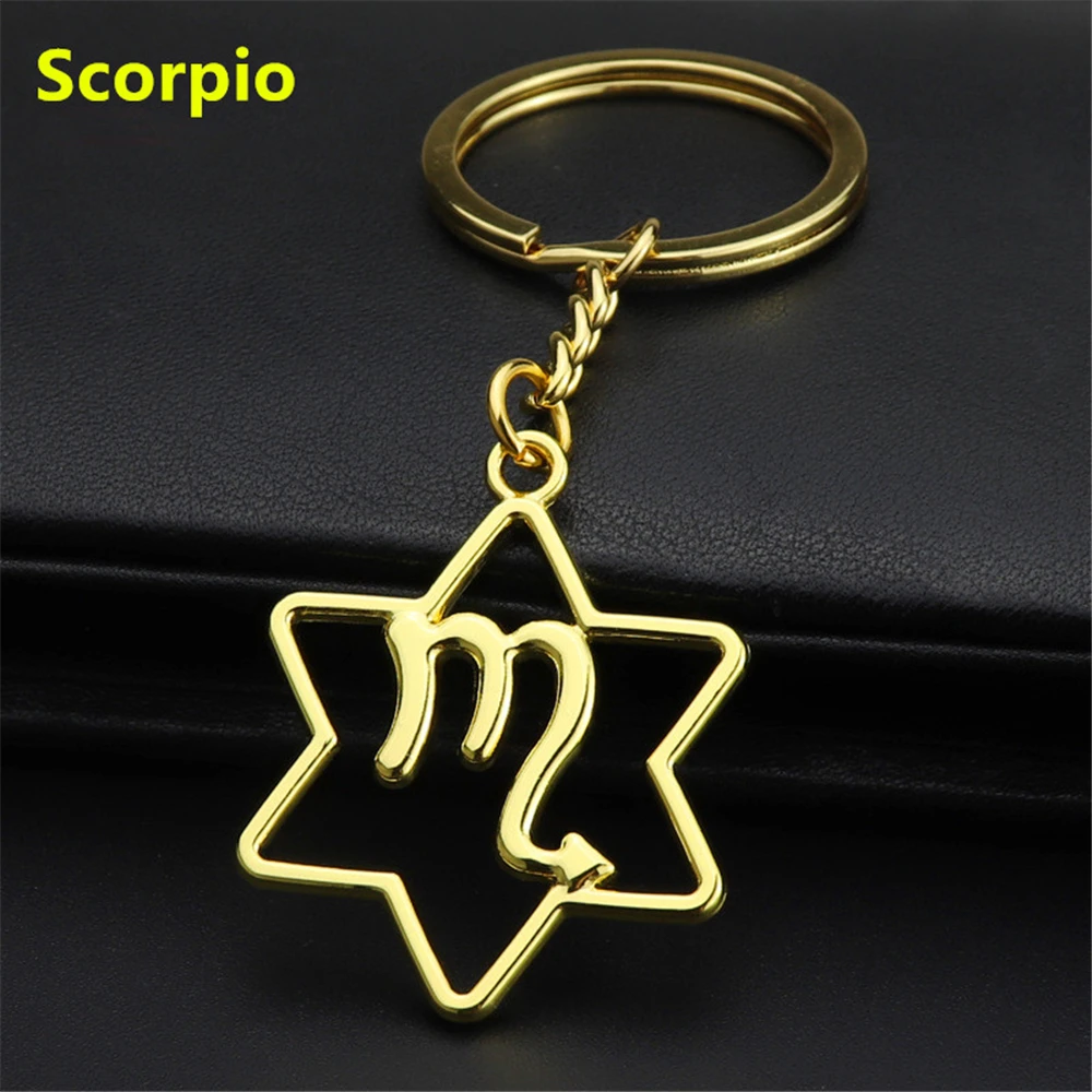 

Stainless Steel Pendant Keychain 12 Constellation Key Chain Symbol Keyring