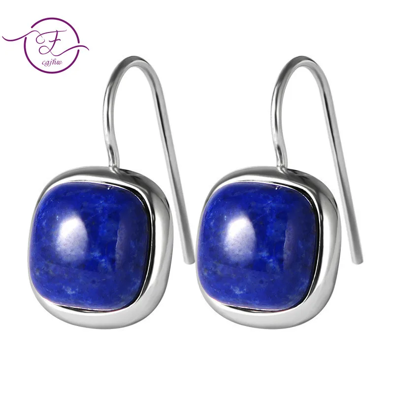 Женские серьги подвески из серебра 925 пробы с натуральным