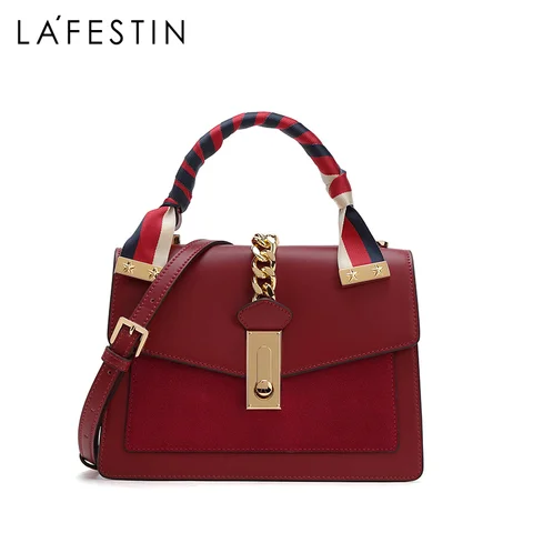 LA FESTIN 2021 New Fashion Luxury Women Split Leather Handbag Temperament Large Capacity One-Shoulder Messenger Bag High-quality
