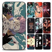 anime jujutsu kaisen black phone case for iphone 11 12 13 pro max 7 8 se xr xs max 5 5s 6 6s plus soft silicon tpu