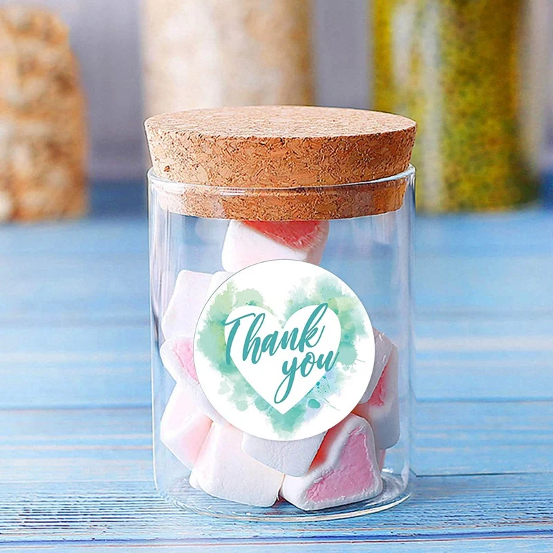 

Roll blue watercolor thank you sticker DIY handmade gift seal decoration label