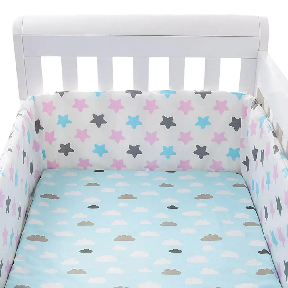 

Baby Crib Liner Toddler Cot Bumper 100 Cotton Breathable Nursery Cot Anti-Collision Pad For Wrap Around Sleep Protection With