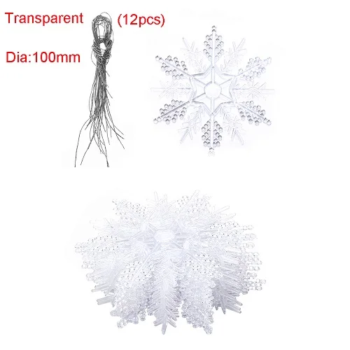 100MM transparent 12 шт. очаровательные 7,5/10 см Золотые снежинки для рождества, Белые Рождественские елочные украшения, вечерние рождественские украшения, домашний декор - Цвет: 100MM transparent